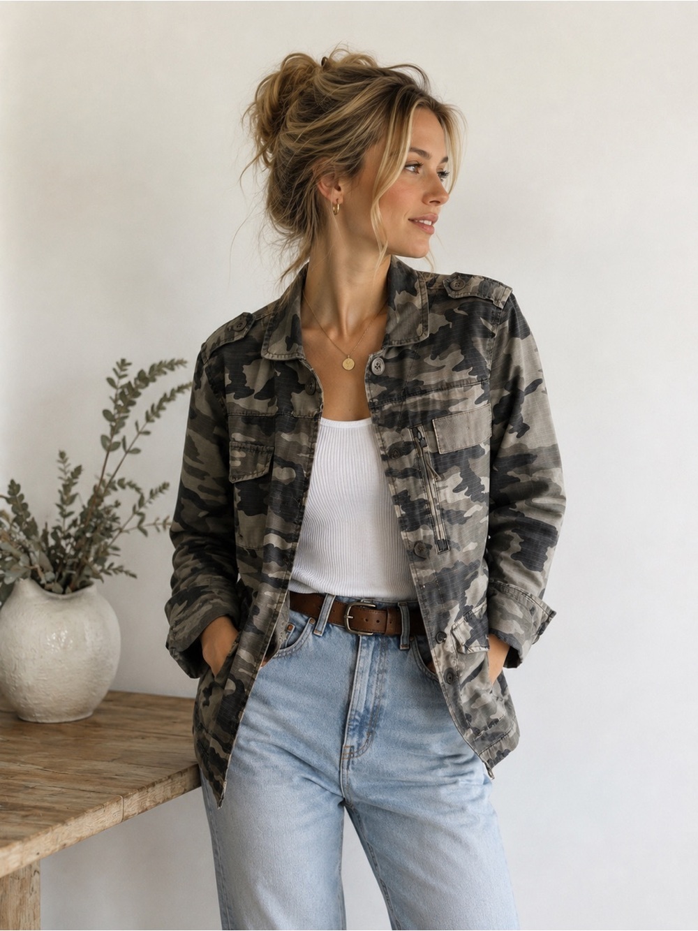 J. Crew Women's Classic Twill Chino Camo Utility Field Jacket
